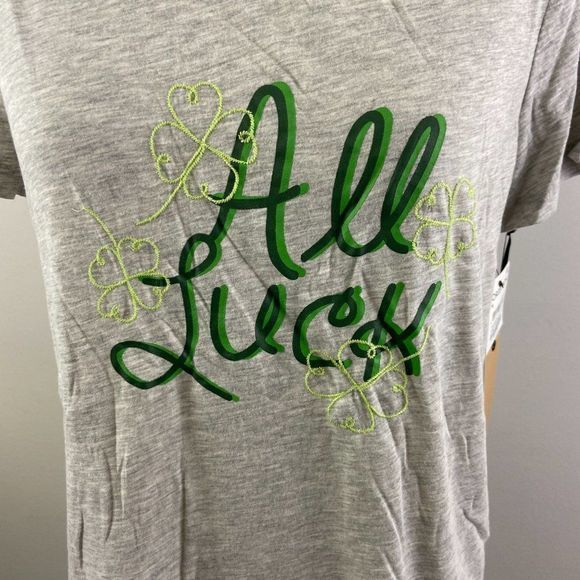 NWT‎ HALOGEN Grey All Luck Clover Tee - Picture 3 of 8
